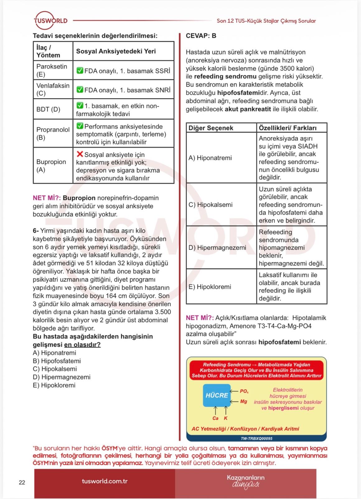 EZEL TUS Küçük Stajlar Çıkmış Sorular